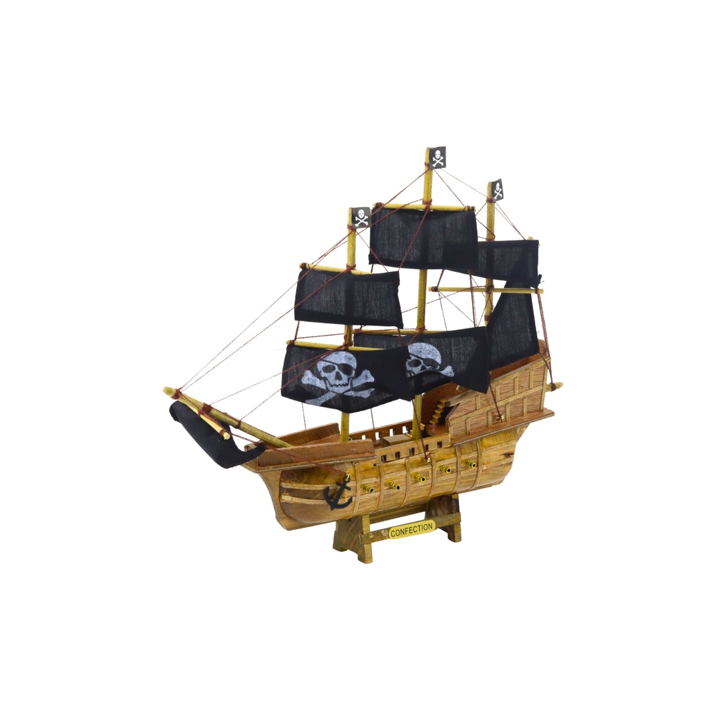Model Kolekcjonerski Dekoracyjny Statek Żaglowiec Piracki Czarny 33x29cm