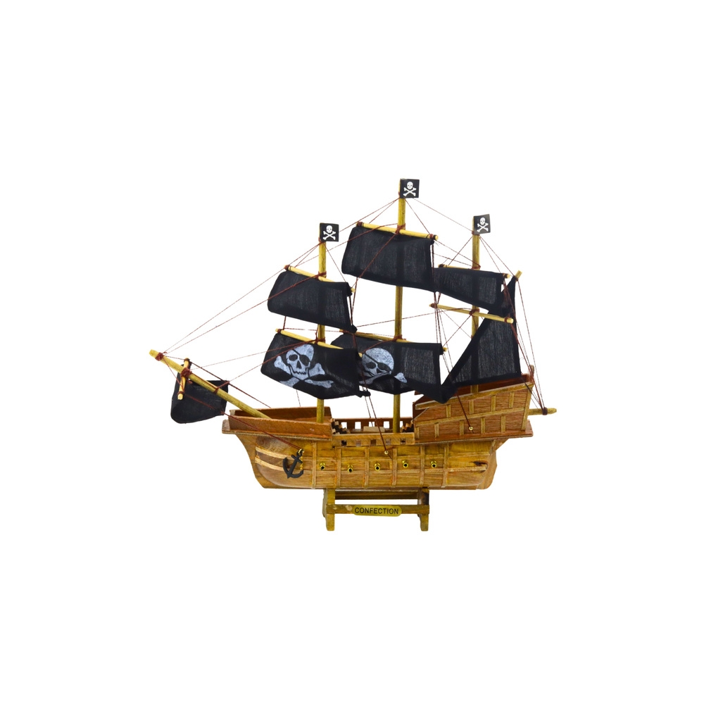Model Kolekcjonerski Dekoracyjny Statek Żaglowiec Piracki Czarny 33x29cm