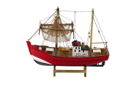 Model Kolekcjonerski Dekoracyjny Statek Kuter Rybacki Czerwony 30x26cm