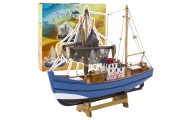 Model Kolekcjonerski Dekoracyjny Statek Kuter Rybacki Niebieski 30x26cm