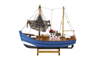 Model Kolekcjonerski Dekoracyjny Statek Kuter Rybacki Niebieski 30x26cm
