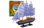 Kolekcinis dekoratyvinio burlaivio modelis baltos ir mėlynos spalvos 33x31cm