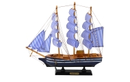 Kolekcinis dekoratyvinio burlaivio modelis baltos ir mėlynos spalvos 33x31cm