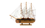 Kolekcinis dekoratyvinis trijų stiebų burlaivio modelis baltas 39x36cm