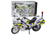 Police Motorcycle Metal Lights Sounds White 1:12