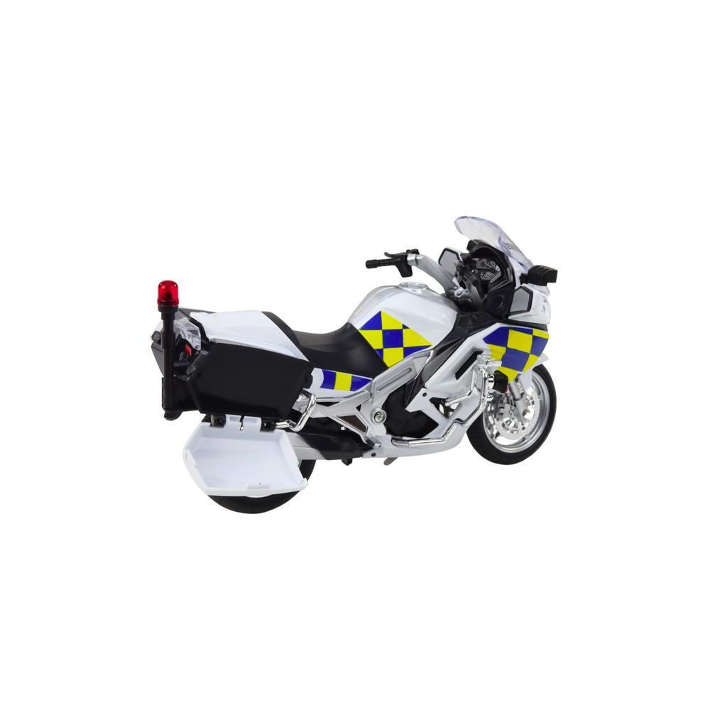 Policijos motociklas metalinis žibintai Garsas Baltas 1:12