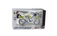 Police Motorcycle Metal Lights Sounds White 1:12