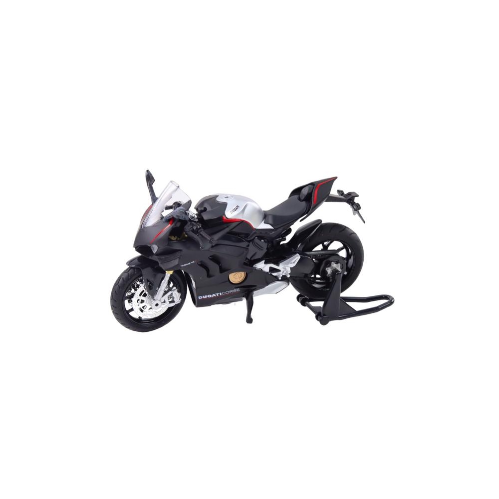Sportinis metalinis motociklas žibintai Garsai Sidabrinės dalys Juoda V4 1:12
