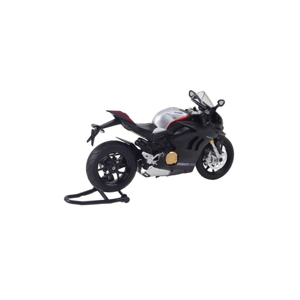 Sportinis metalinis motociklas žibintai Garsai Sidabrinės dalys Juoda V4 1:12