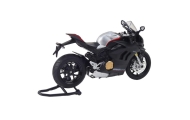 Sportinis metalinis motociklas žibintai Garsai Sidabrinės dalys Juoda V4 1:12