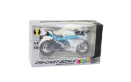 Sports Motorcycle Metal Lights Sounds White Blue 1:12