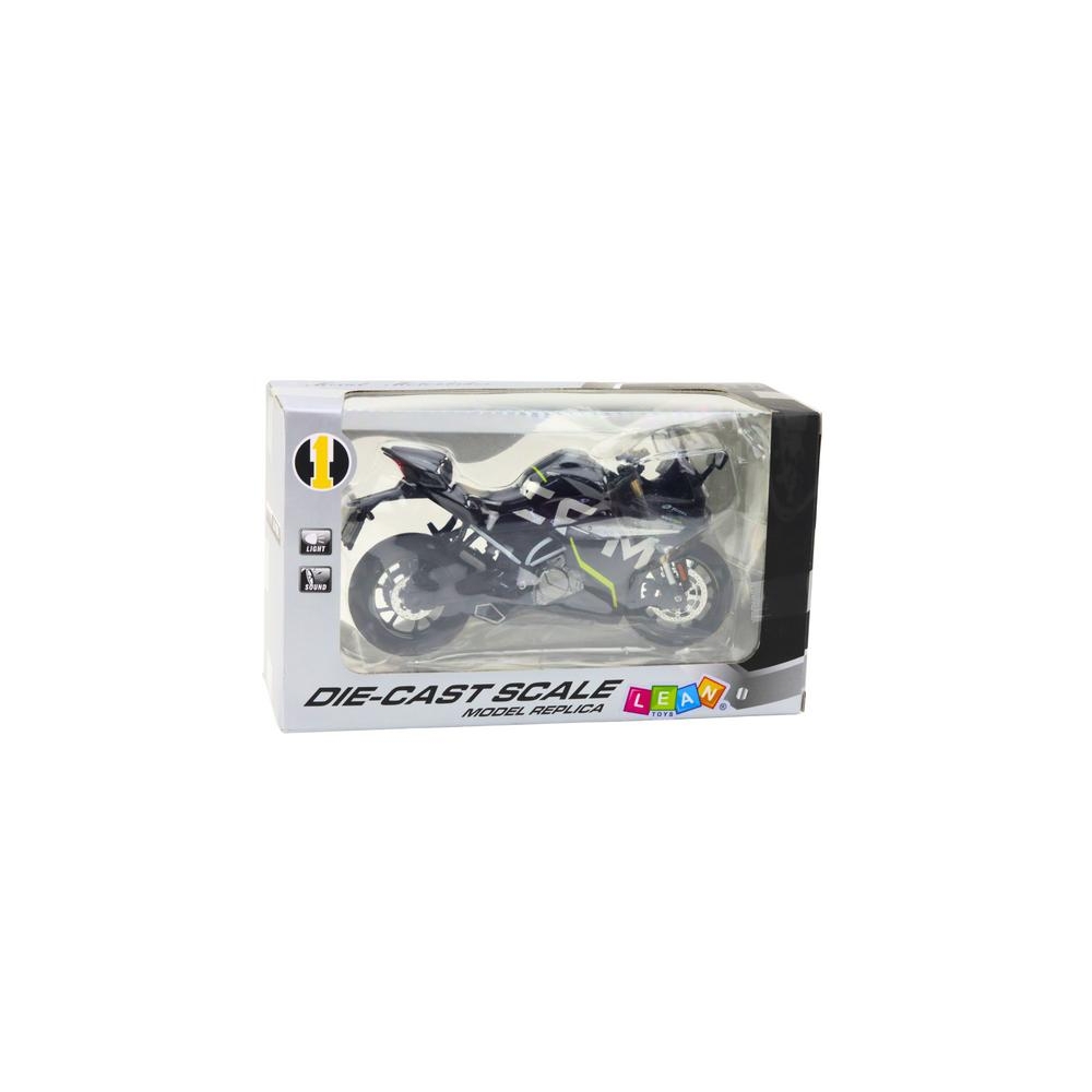 Sportinis metalinis motociklas žibintai Sound Black 250 SR 1:12