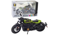 Chopper metalinis motociklas žibintai skamba juodai žali komponentai 1:12