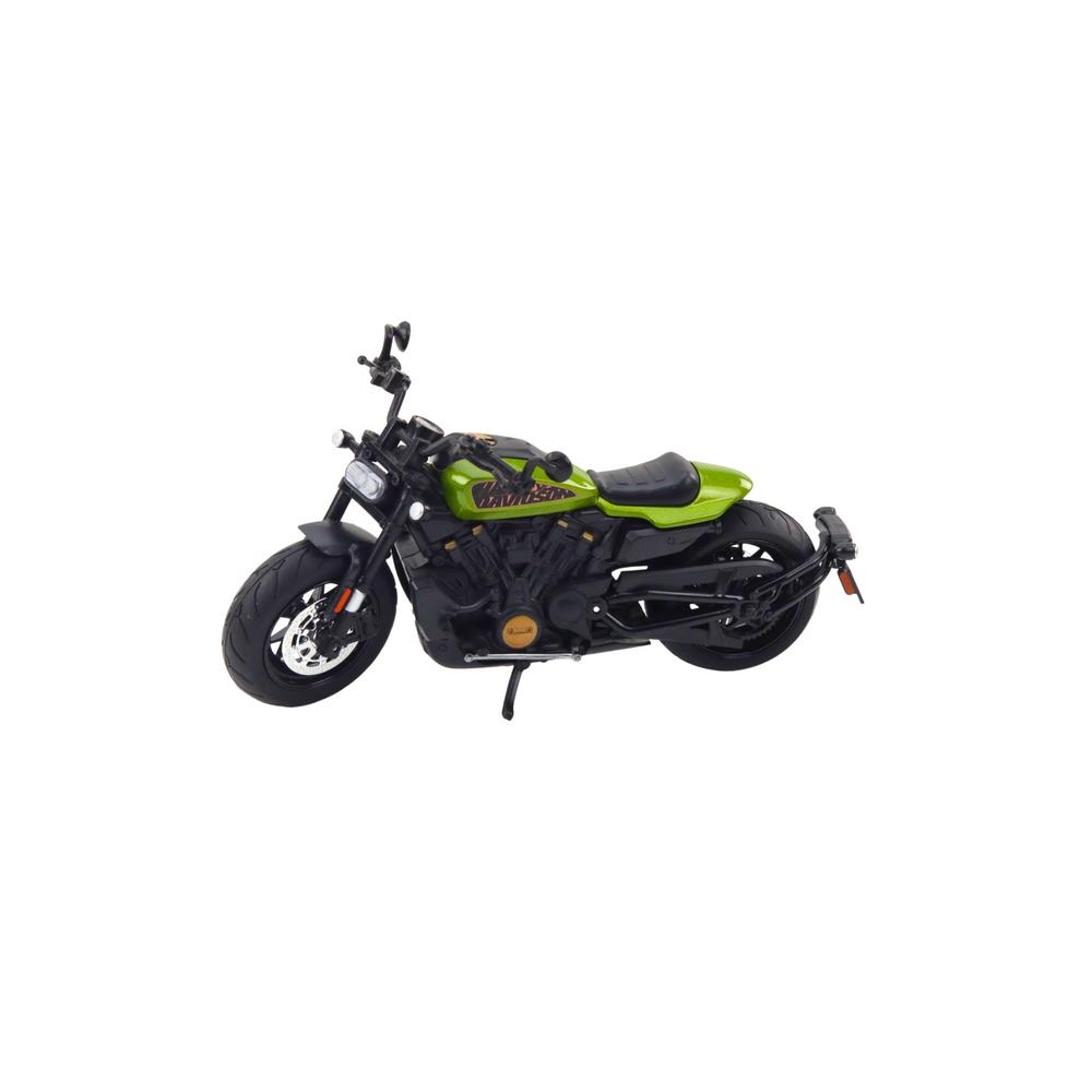 Chopper metalinis motociklas žibintai skamba juodai žali komponentai 1:12