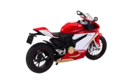 Sports Motorcycle Metal Red White Lights Sounds 1:12