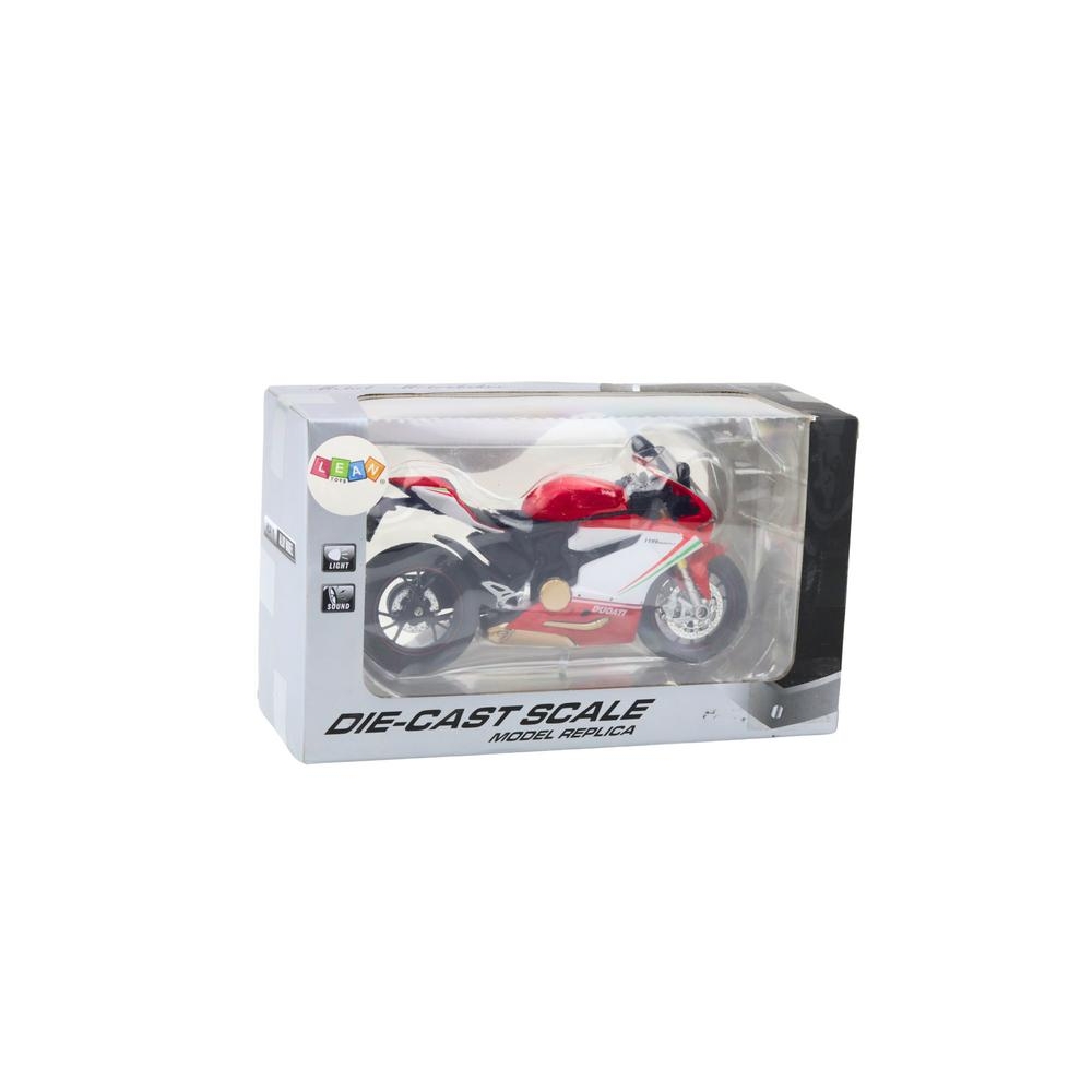 Metalinis sportinis motociklas raudonos baltos šviesos garsai 1:12