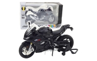 Sportinis metalinis motociklas žibintai Garsas Juodas S1000 1:12