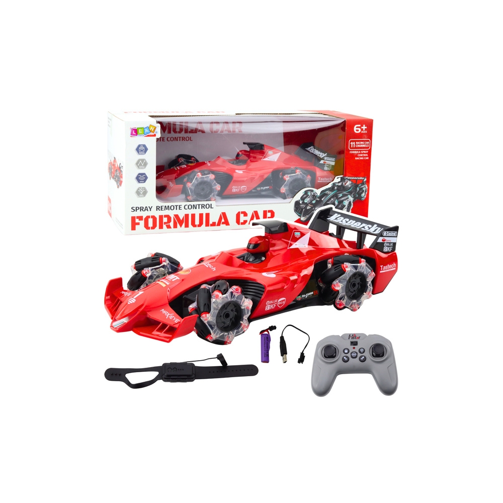 RC automobilis su dūmų efektu 2.4G raudonas