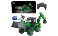 Remote Control Backhoe Loader RC Lights Sound Green Huina 1:14