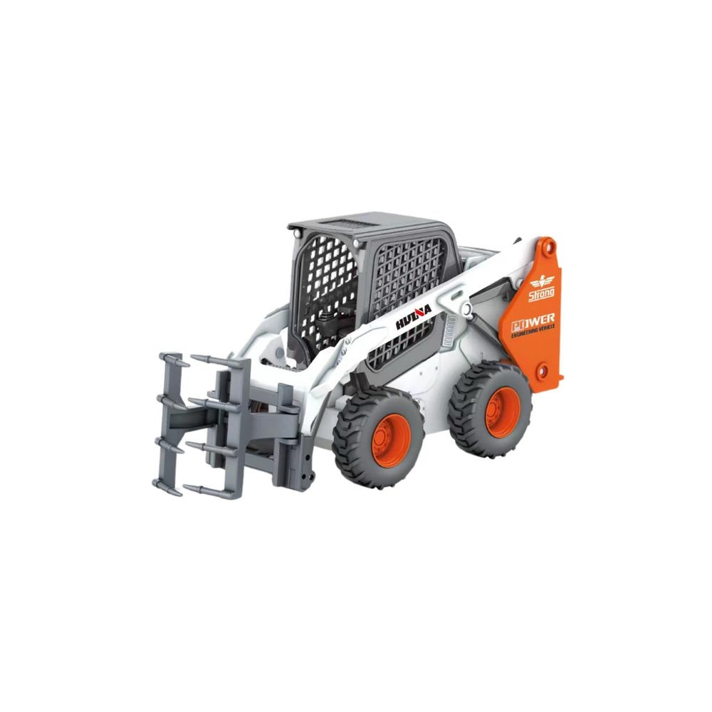 Wheel Loader With Grapple Metal Huina White 1:50