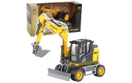 Wheel Excavator With Bulldozer Metal Huina Yellow 1:50