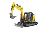 Crawler Excavator With Bulldozer Metal Huina Yellow 1:50