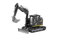 Wheel Excavator With Bulldozer Metal Huina Black 1:50