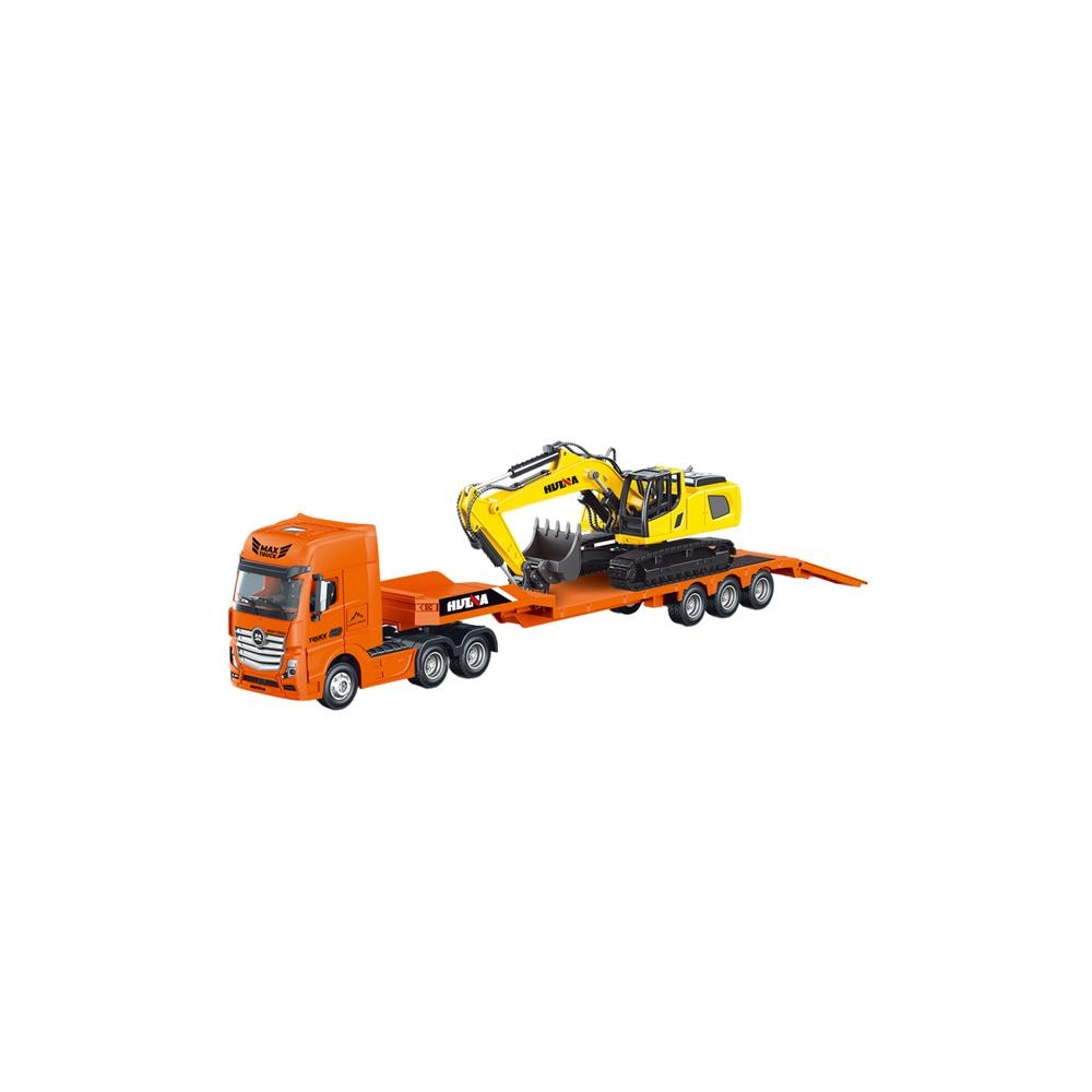 Sunkvežimis su priekaba Metalinis ekskavatorius Huina Orange 1:50