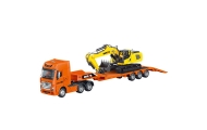 Truck with Trailer Tow Truck Metal Excavator Huina Orange 1:50