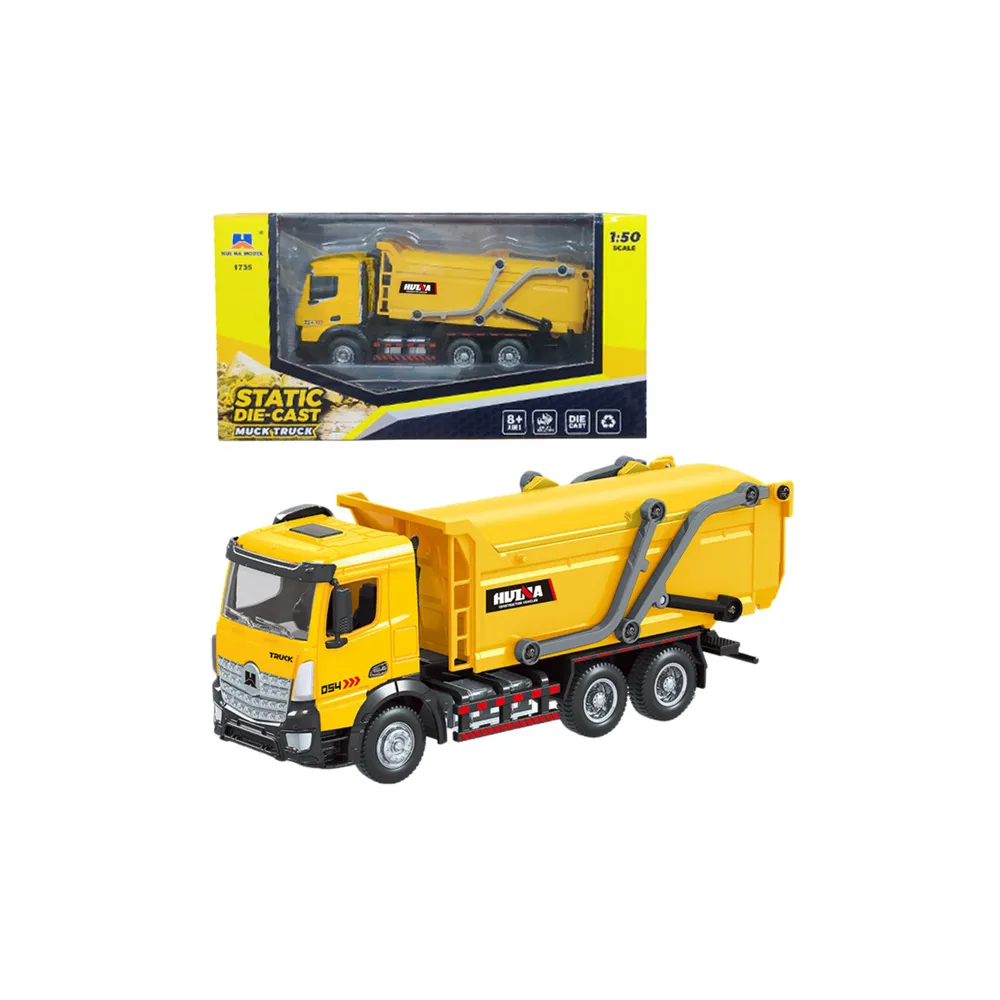 Huina metalinis mobilus šiukšliavežis Geltonas 1:50