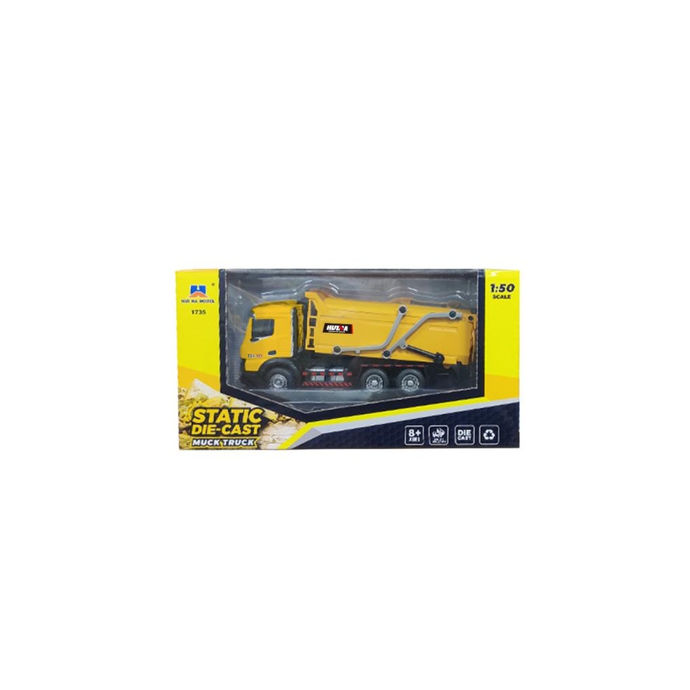 Huina metalinis mobilus šiukšliavežis Geltonas 1:50