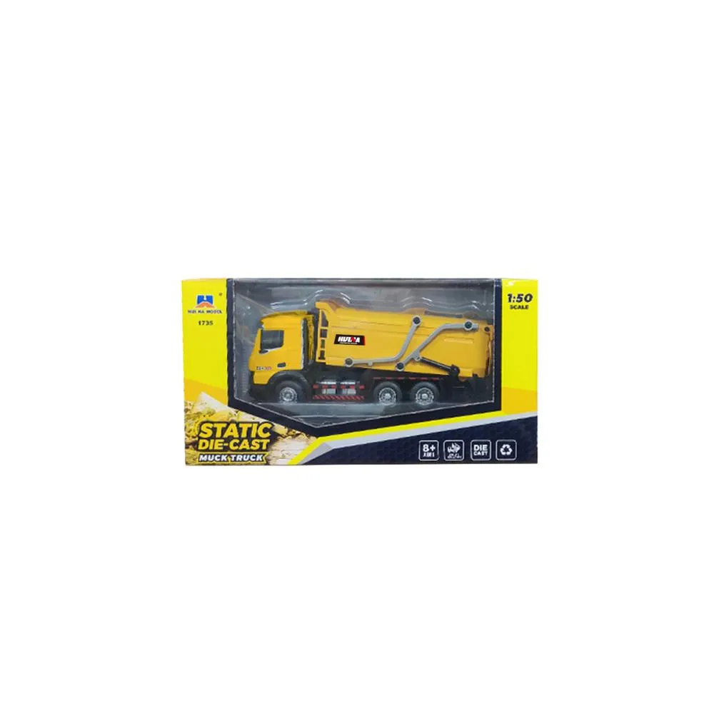 Huina metalinis mobilus šiukšliavežis Geltonas 1:50