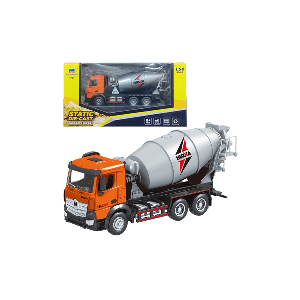 Betono maišyklė Statybinė transporto priemonė Metalinė Huina Orange 1:50