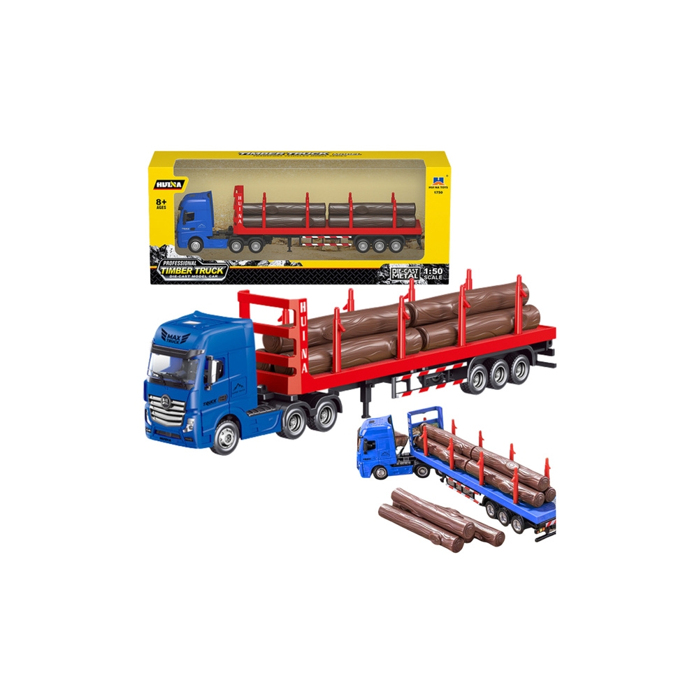 Truck Timber Transport Metal Huina 1:50 Red