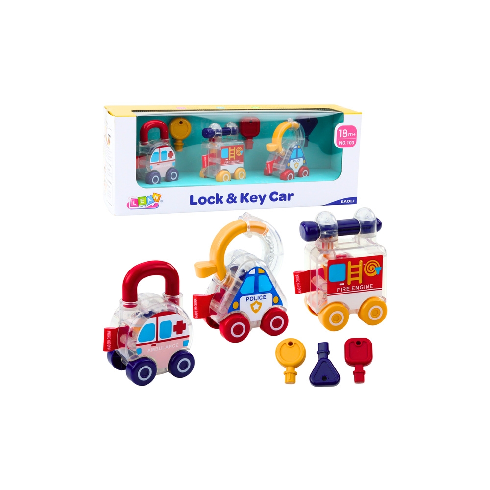 Set of Cars With Key Educational Police Fire Ambulance 3pcs