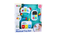 Muzikinių žaislų rinkinys mažyliams. Telefonas, tamburinas, klavišai, garsai, 3 vnt