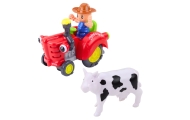 Traktor Farmera Interaktywny Z Przyczepką Figurka Krowy Światła Dźwięki