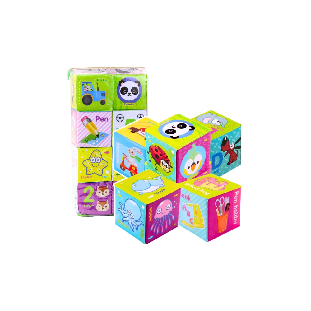 Educational Blocks Cubes Colored Letters Animals Learning 8pcs.