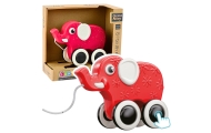 Elephant Pull Toy On A String Squeaker Eco Red
