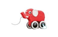Elephant Pull Toy On A String Squeaker Eco Red