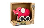 Elephant Pull Toy On A String Squeaker Eco Red
