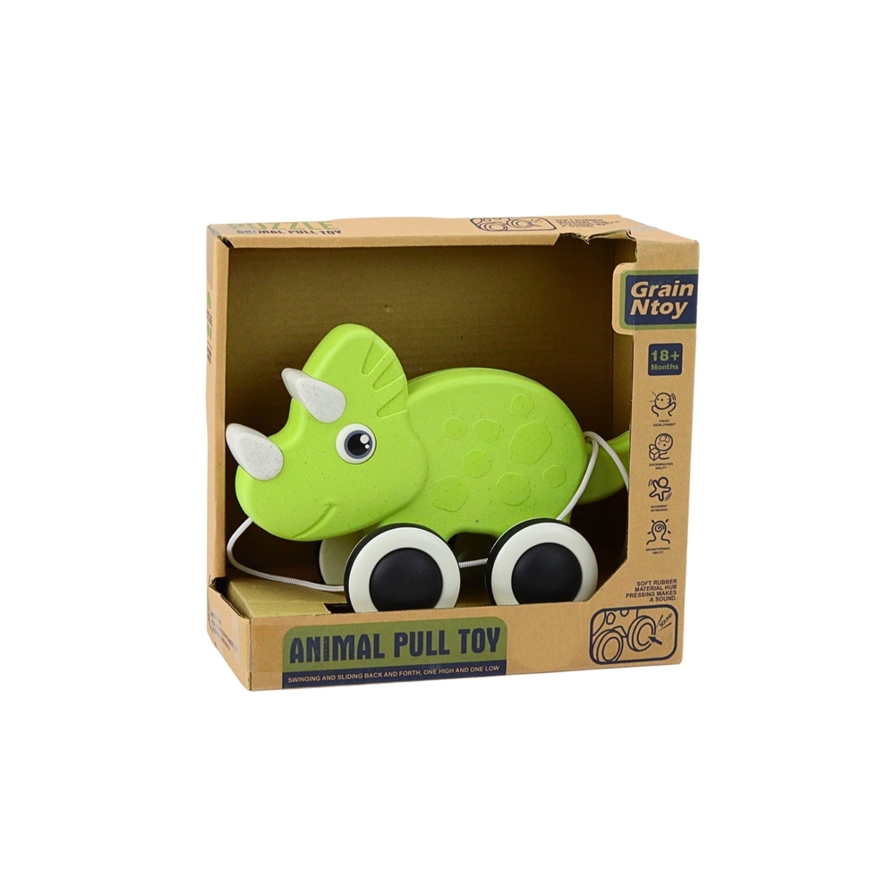 Traukiamas žaislas Dinozauras Squeaker Eco, Žalias