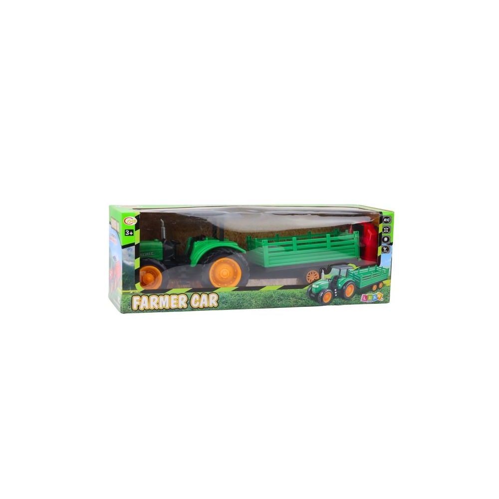 RC Green Remote Controlled Farm Tractor With Trailer