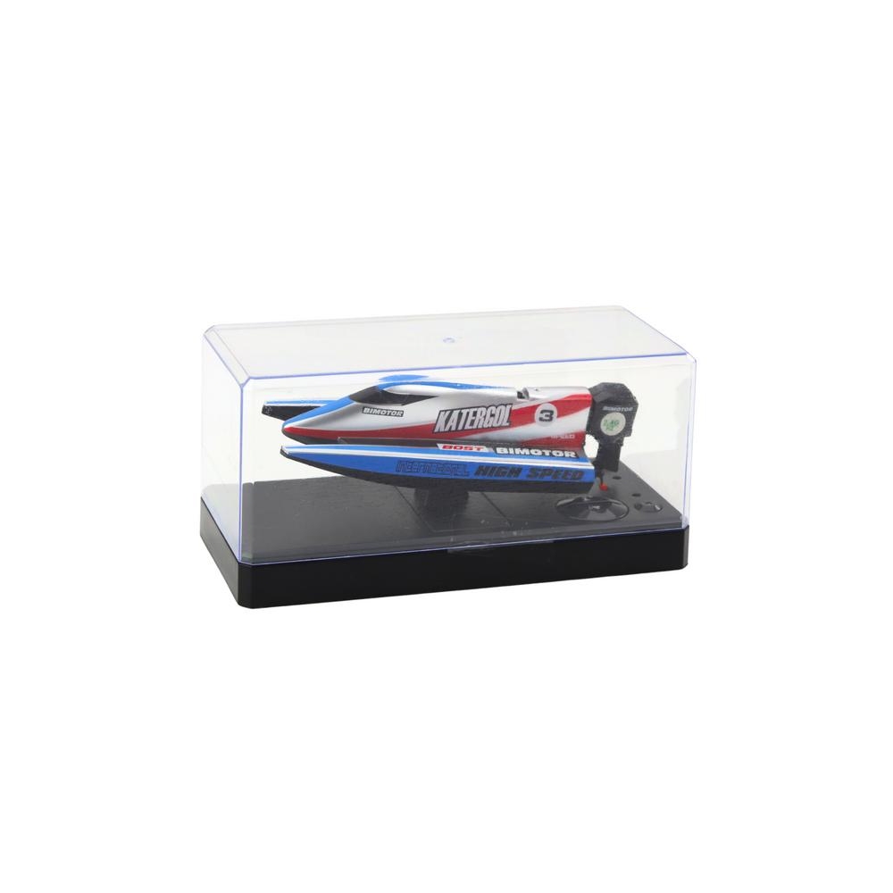 Nuotoliniu būdu valdoma RC motorinė valtis mėlyna ir sidabrinė 14 cm