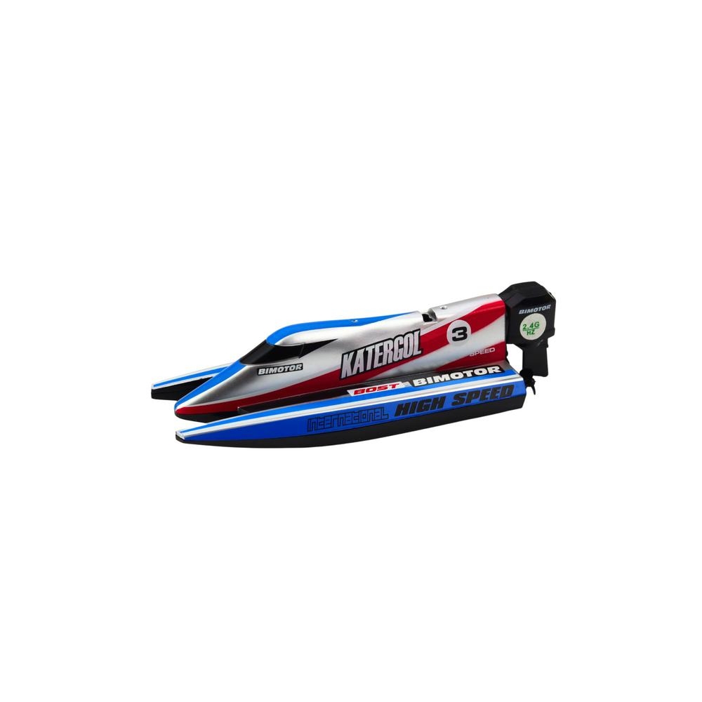 Nuotoliniu būdu valdoma RC motorinė valtis mėlyna ir sidabrinė 14 cm