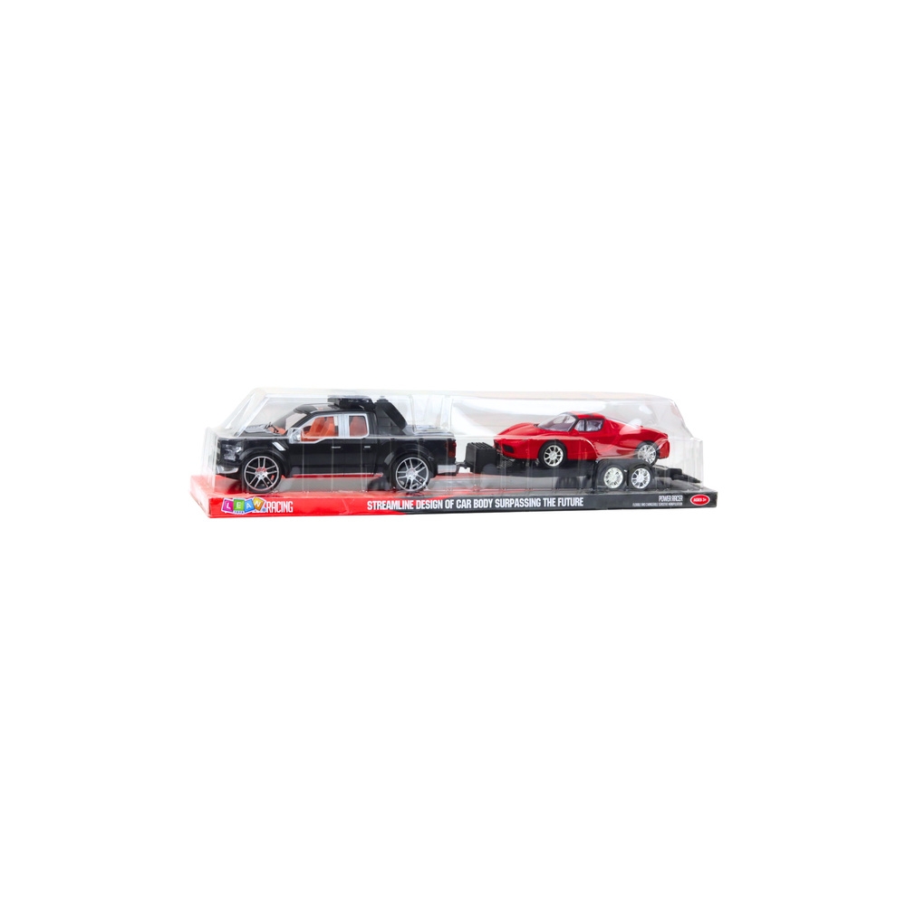 Visureigių rinkinys su priekaba ir sportiniu automobiliu 59cm, juoda/raudona-Žaislai, Auto ir transporto žaislai, Mašinos-e-vaik