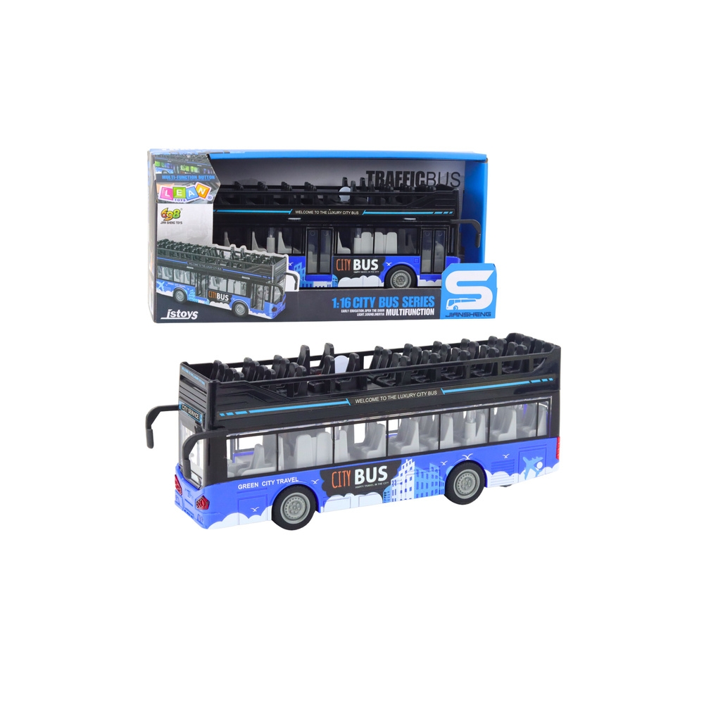 Dviaukštis miesto autobusas 1:16 Važiuoti Šviesos Garsas Mėlyna-Žaislai, Auto ir transporto žaislai, Mašinos-e-vaikas