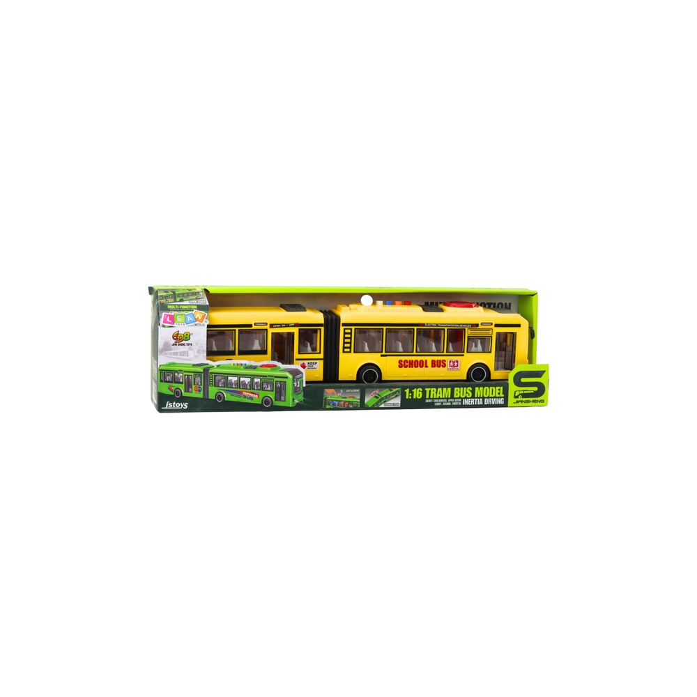 Sujungtas mokyklinis autobusas Atidarytos durys Šviesos garsai Geltonas 1:16-Žaislai, Auto ir transporto žaislai, Mašinos-e-vaik