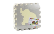 Miękkie Puzzle Mata Edukacyjna Zwierzęta Pianka EVA Beżowe Szare 9 el.