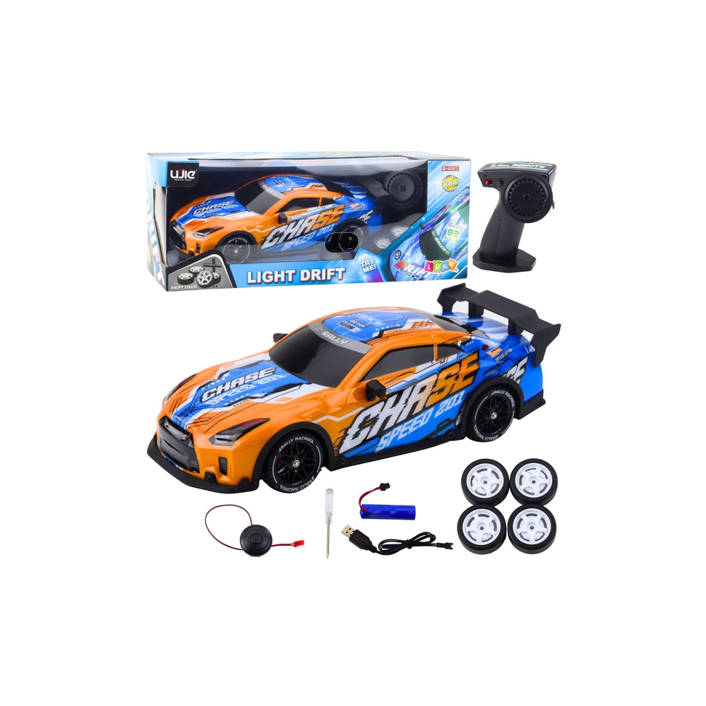 Nuotoliniu būdu valdomas Sportinis automobilis RC Šviečiantis Driftas Oranžinė